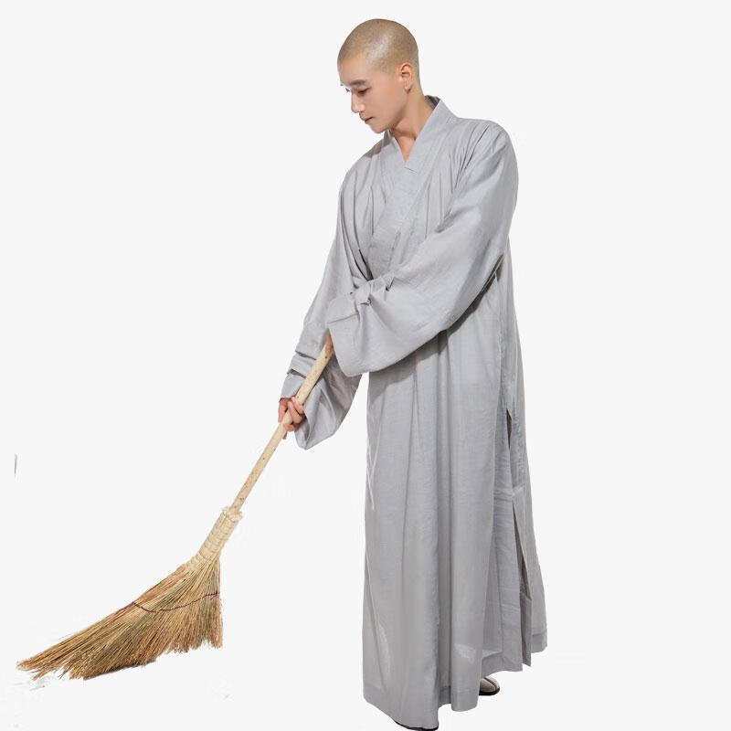 【断码当天发出】梵林佛教僧衣僧服四季超细棉麻大褂长褂 深灰色 38b