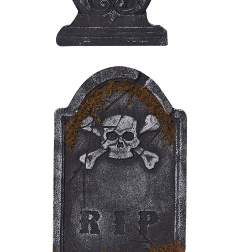 万圣节装饰墓碑 酒吧鬼屋恐怖场地布置 骷髅泡沫墓碑摆件摄影道具 m24