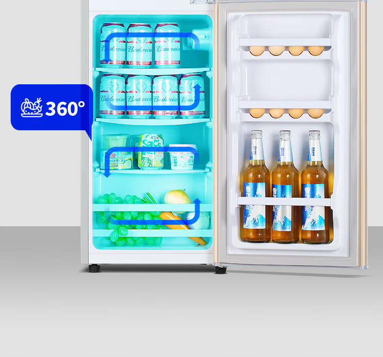 冰熊bingxiong小双门冰箱小型家用迷你电冰箱节能宿舍冷藏冷冻电冰箱