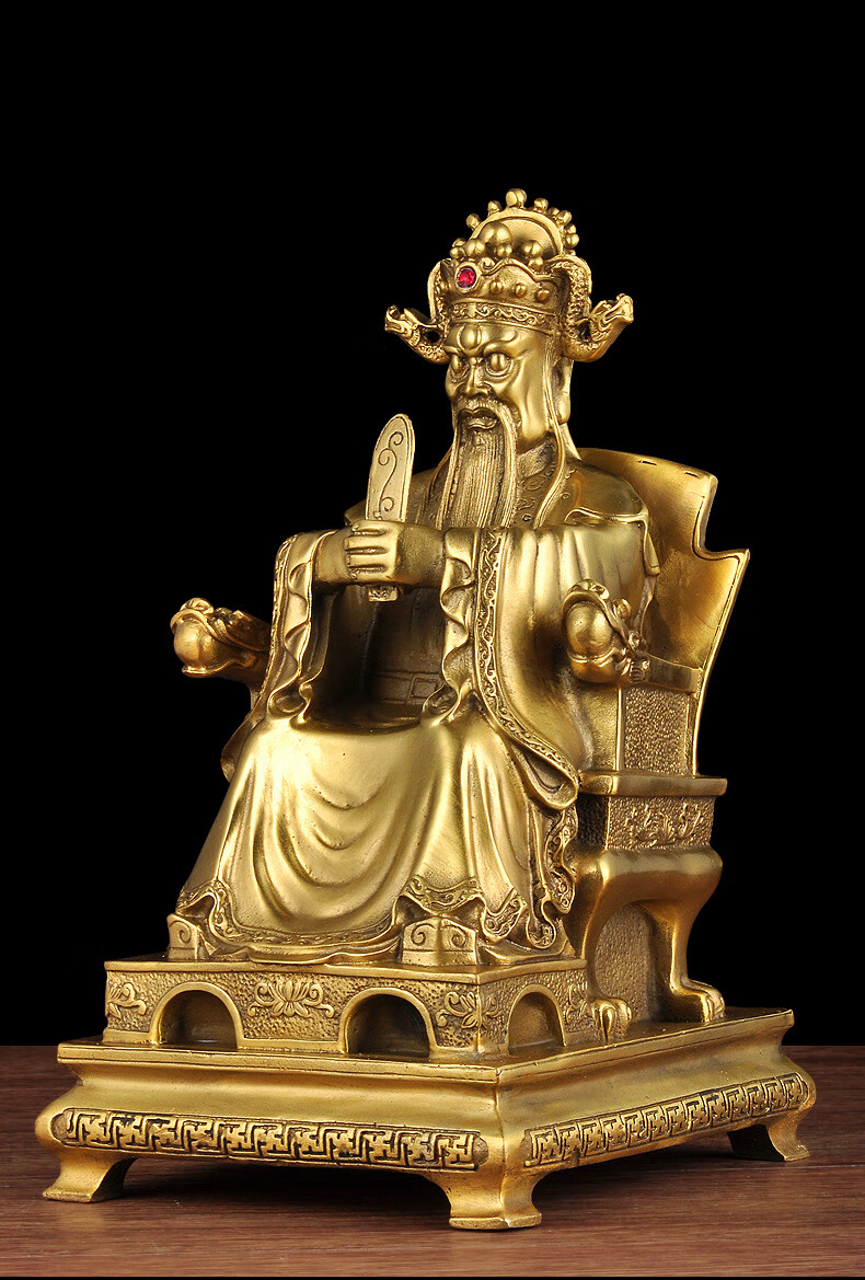 黄铜广济龙王五爷像赤脚龙伍爷财神爷佛像摆件家用寺庙财位供奉1尺