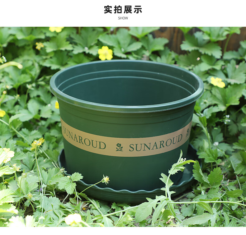园艺加仑花盆3件装2加仑家用阳台种植植物绿植简约塑料花盆种植盆矮款