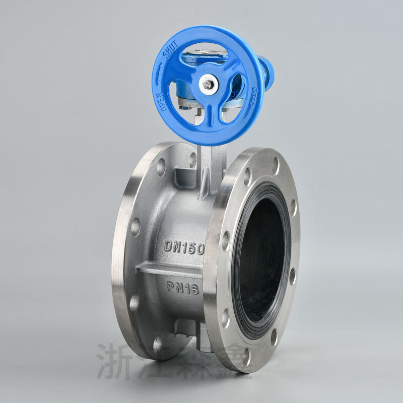 不锈钢法兰蝶阀d341x1016p中线软密封涡轮304蝶阀衬胶手动蝶阀手柄式