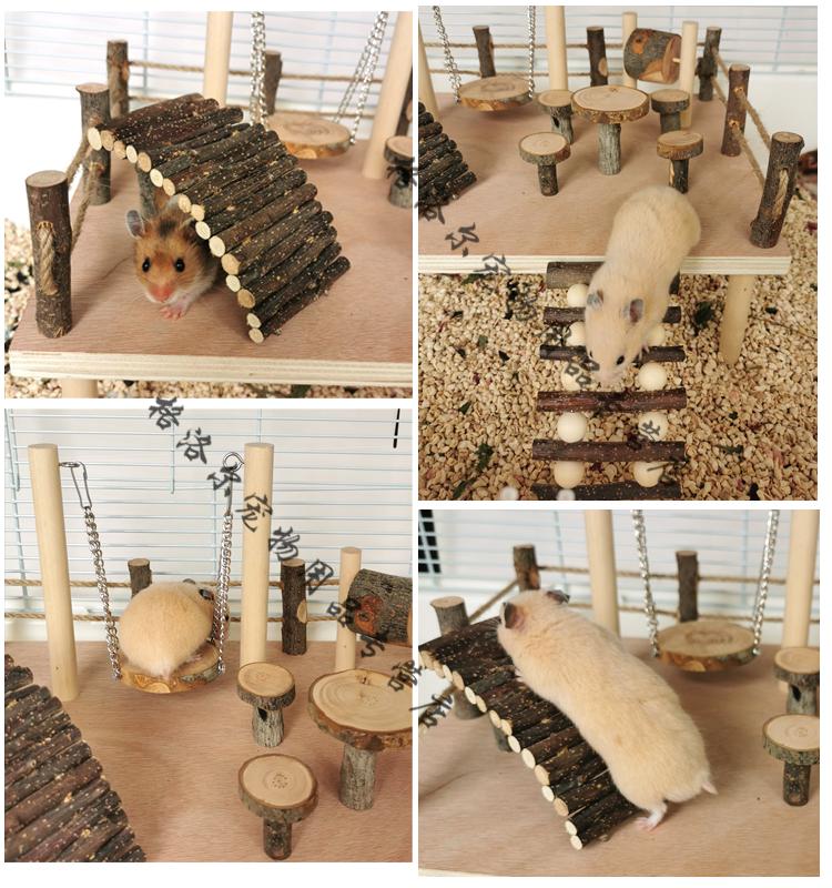 hkna仓鼠苹果木爬梯金丝熊木质玩具仓鼠玩耍拱桥鼠类木制磨牙用品