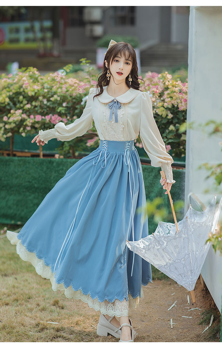 鹿王恋雪复古学院风感在逃公主裙中世纪宫廷小洋装日常洛丽塔连衣裙女