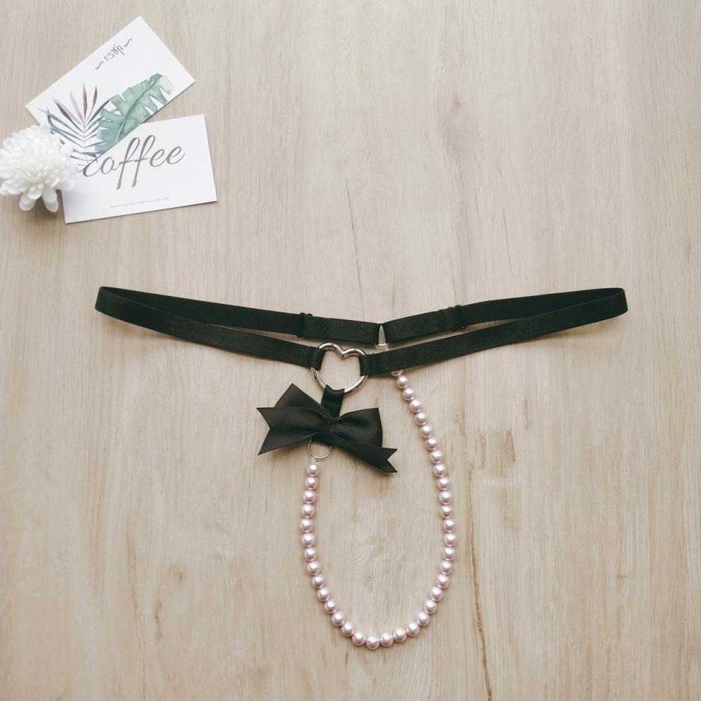 戎诺 丁字裤系带珍珠内裤大颗粒可内入性感t裤丁字裤女一根带私处按摩