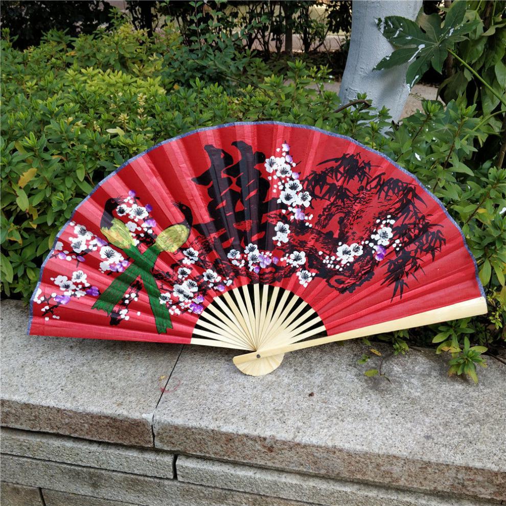 多规格超大壁挂扇装饰扇中国风装饰绢布大折扇子道具婚纱摄影单面打开