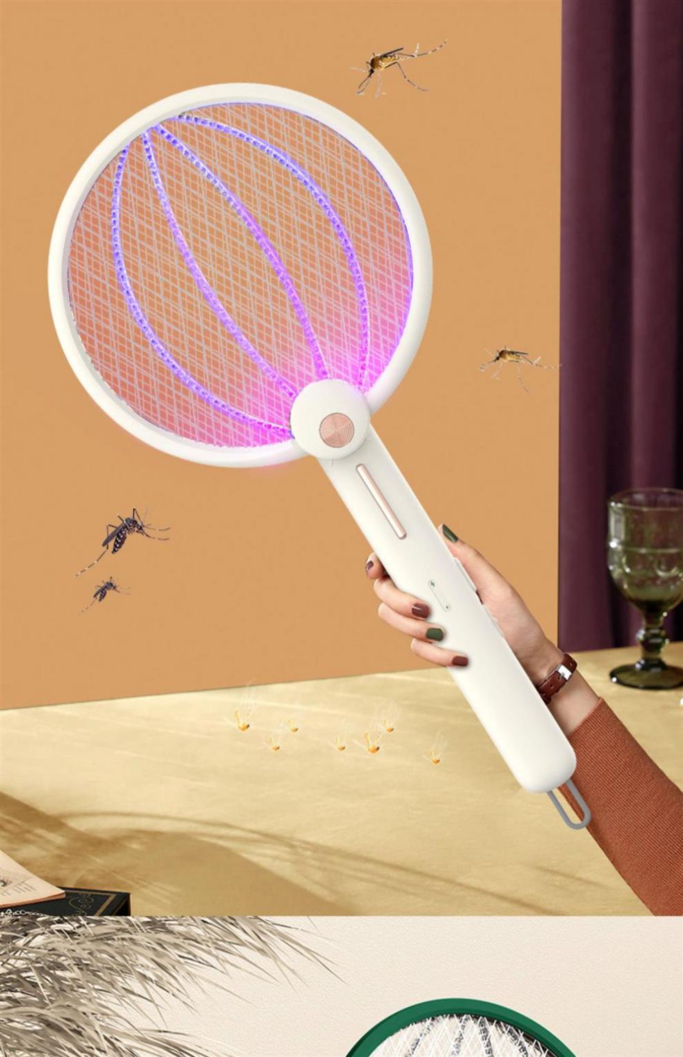电蚊拍驱蚊神器室内卧室静音杀除吸捕蚊子苍蝇克星白色基础款500m蚊子