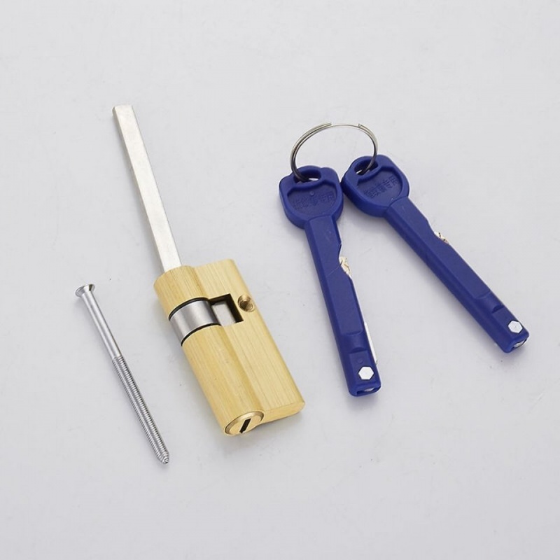 智能锁芯指纹锁加长钥匙密码全铜防盗门c级全自动锁芯半截通用型 半