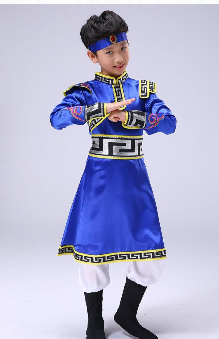 6-12岁少数民族服装儿童舞蹈演出服男孩蒙古袍蒙族藏族舞台表演服筷子