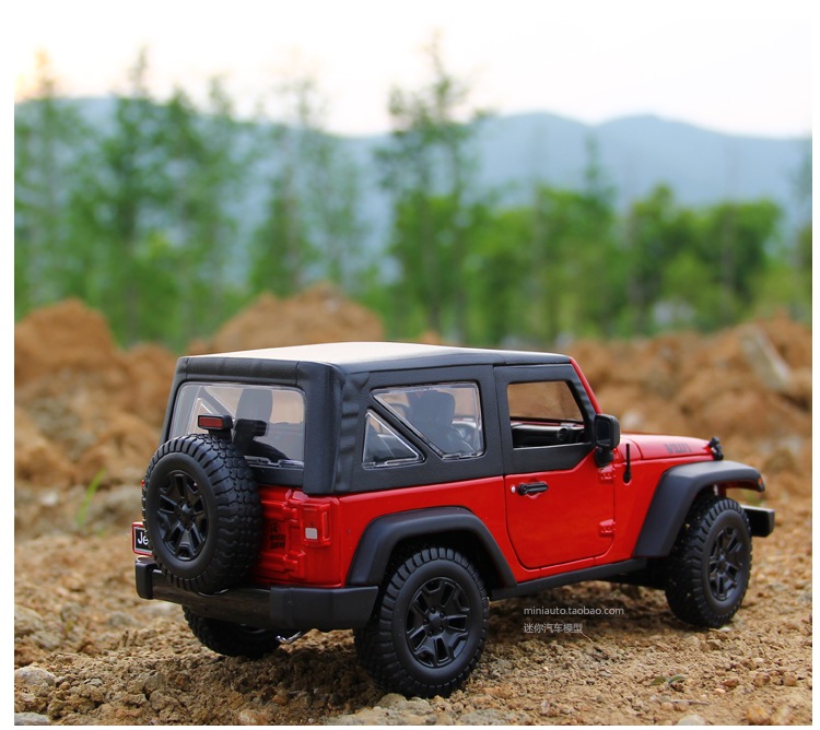1:18 jeep吉普牧马人车模仿真越野车suv汽车模型合金收藏 酒红黑顶
