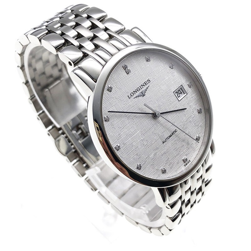 二手95新浪琴longines博雅系列二手自动机械男表背透黑面白面刻度钻