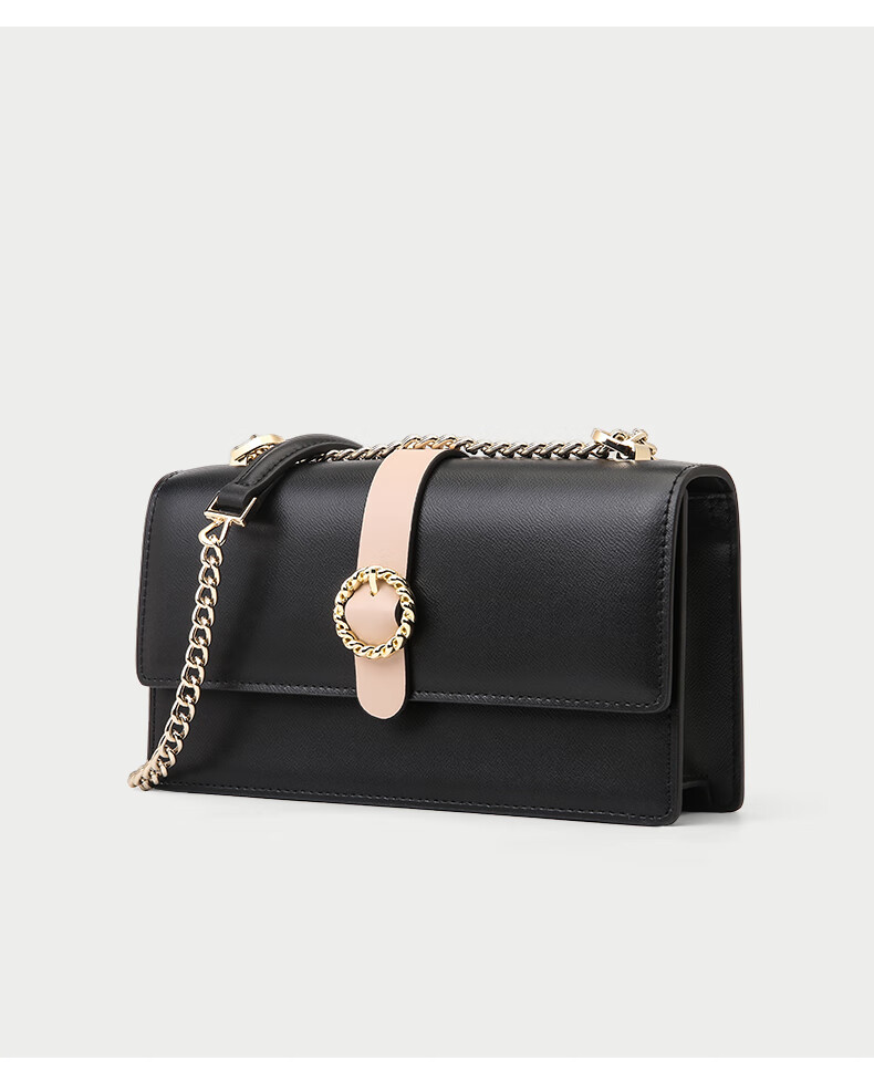 hongu红谷单肩女包2021新款时尚牛皮卡链条休闲斜挎包迷你包米白