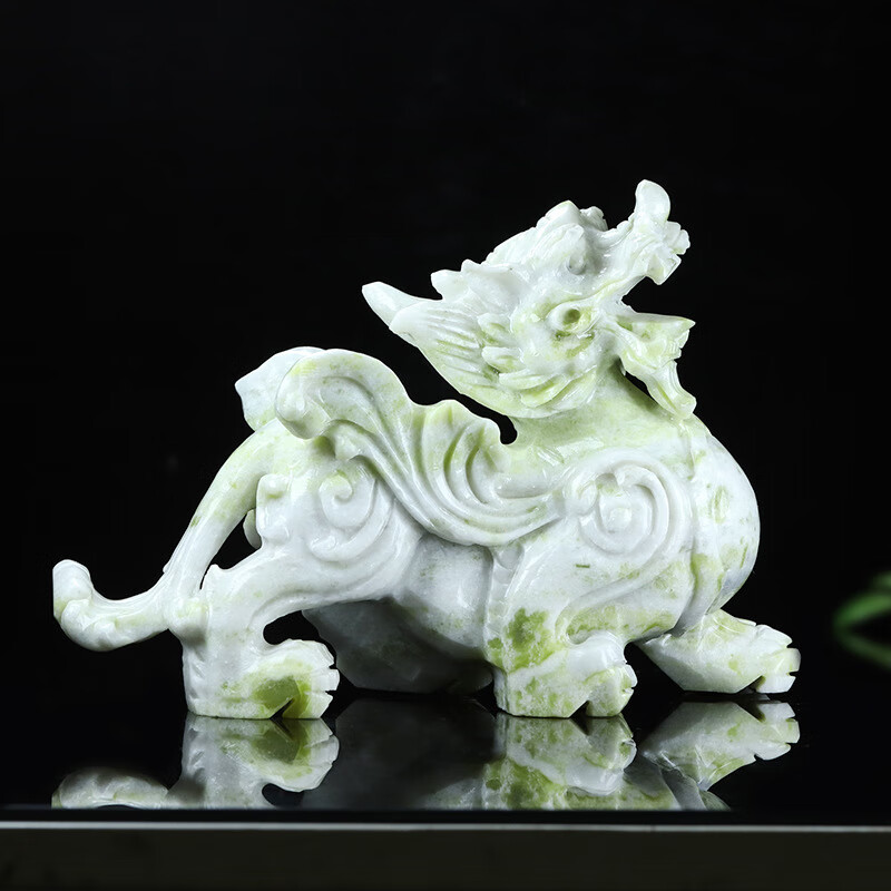 天然玉石貔貅摆件一对蓝田玉古雕貔貅客厅办公室玄关装饰开业礼品 长