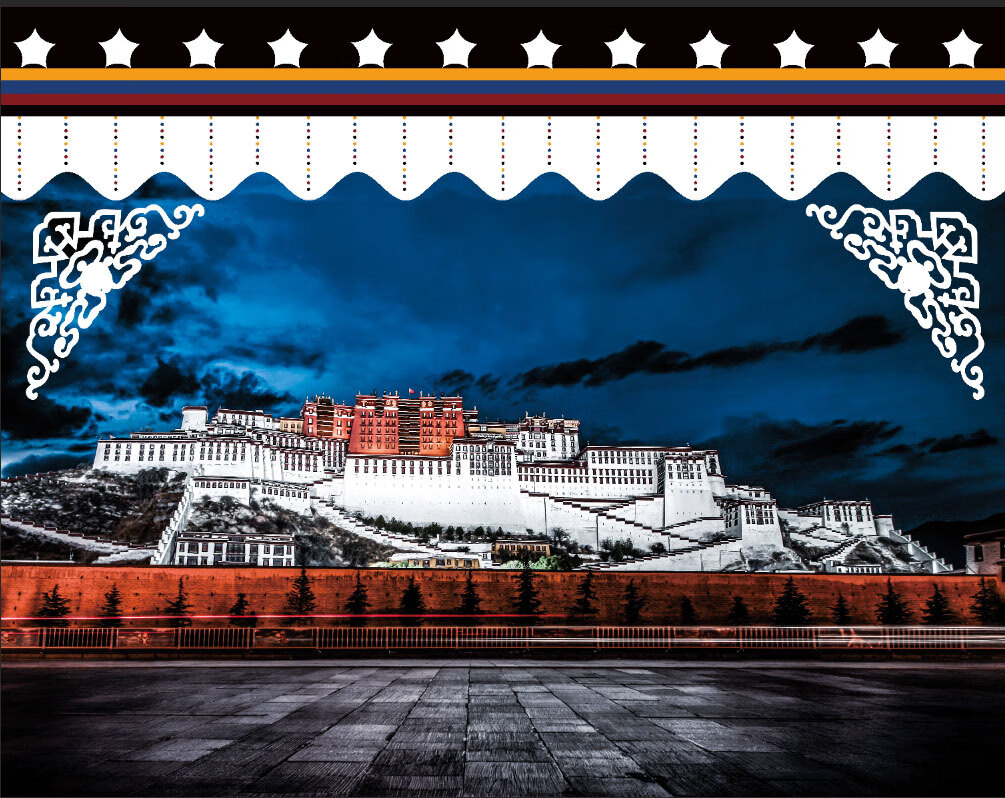 西藏民族风装饰布网红直播藏式挂布客厅背景布定制 布达拉宫 宽2米*高