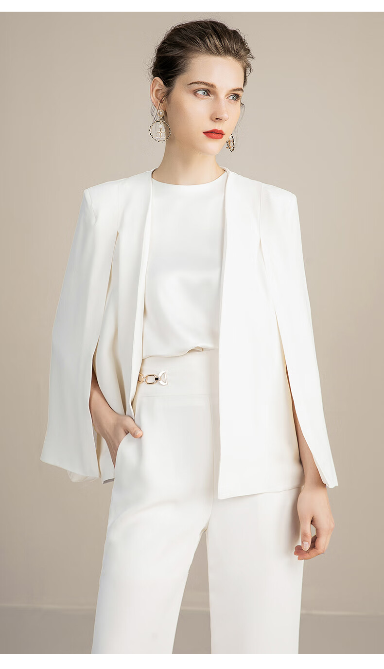 西装套装女秋高端总裁主持职业正装设计感小西服 披风 背心 阔腿裤