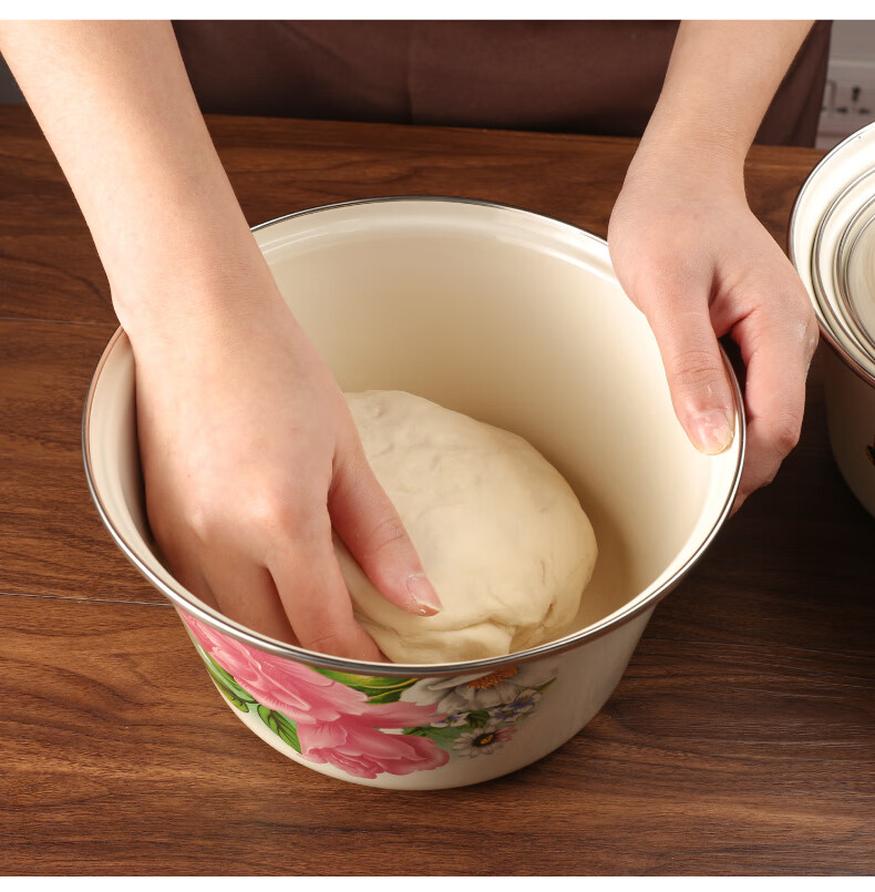 搪瓷盆家用带盖加厚怀旧老式厨房猪油盆出口洋瓷盆装猪油罐搪瓷碗搪瓷