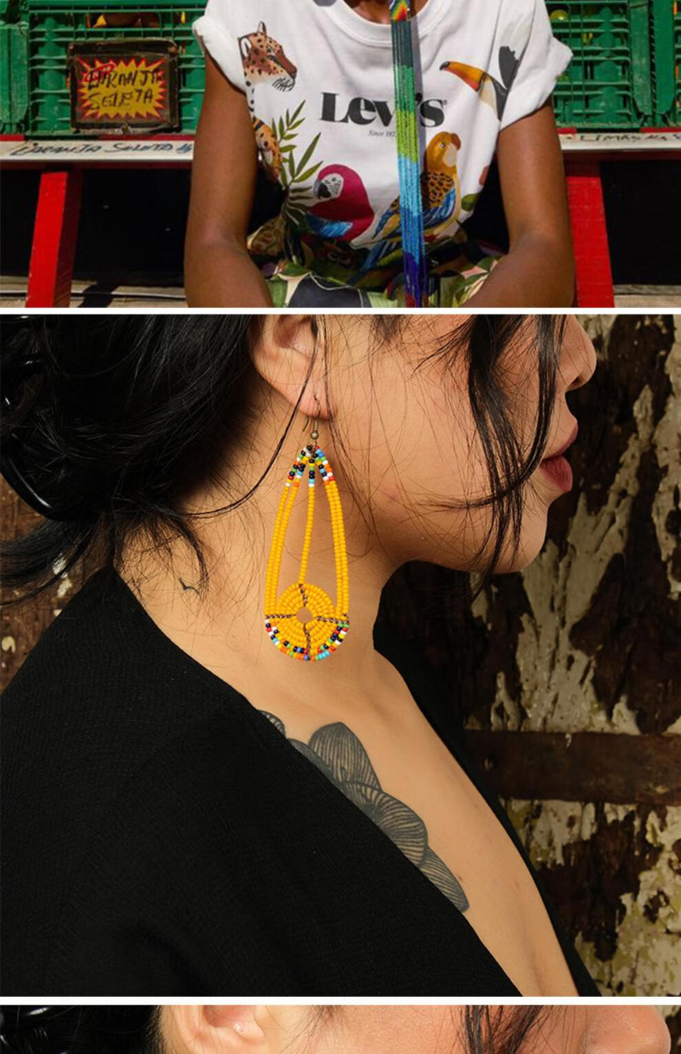 全意琳 马赛耳环部落风手工复古民族波西米亚首饰礼物非洲异域风 玫