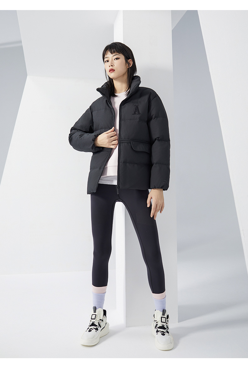 安踏短款羽绒服女2021冬季新款鸭绒立领休闲运动外套保暖时尚衣服基础