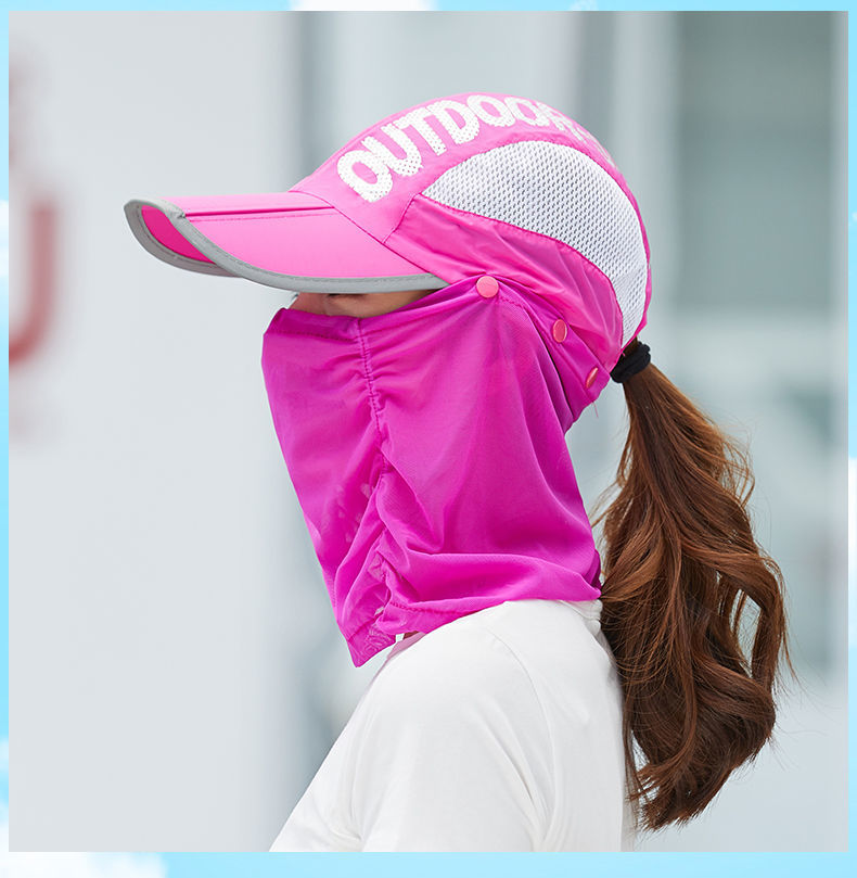 防晒帽男遮阳帽防晒凉帽面纱户外钓鱼折叠骑车帽防晒面罩遮脸帽女卓渠