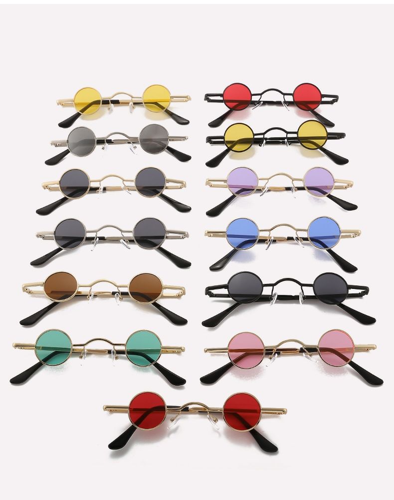 迷你小眼睛男复古嘻哈太阳镜小框圆形网红街拍迷你小眼镜潮男女搞怪