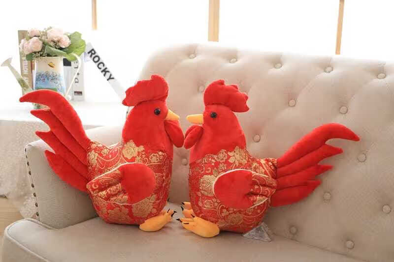 商城同款红色大公鸡公仔鸡年吉祥物毛绒玩具生肖玩偶小鸡布娃娃活动
