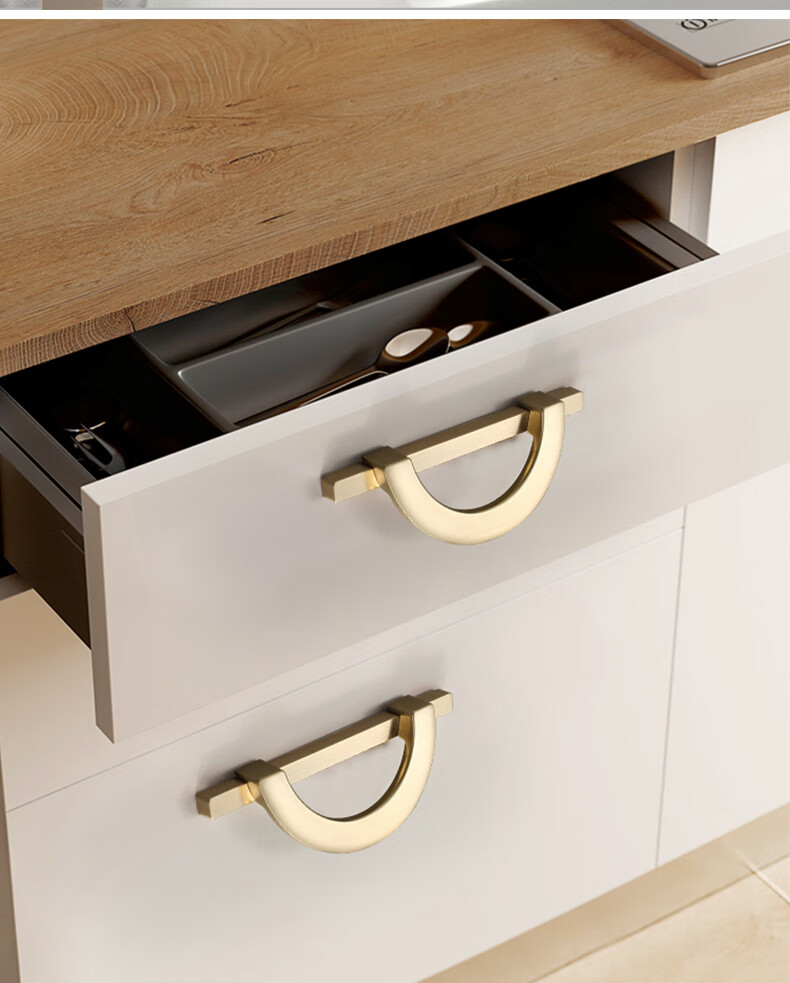 衣柜门把手手柄橱柜子拉手抽屉把手对装 6245-k金白-96mm【图片 价格