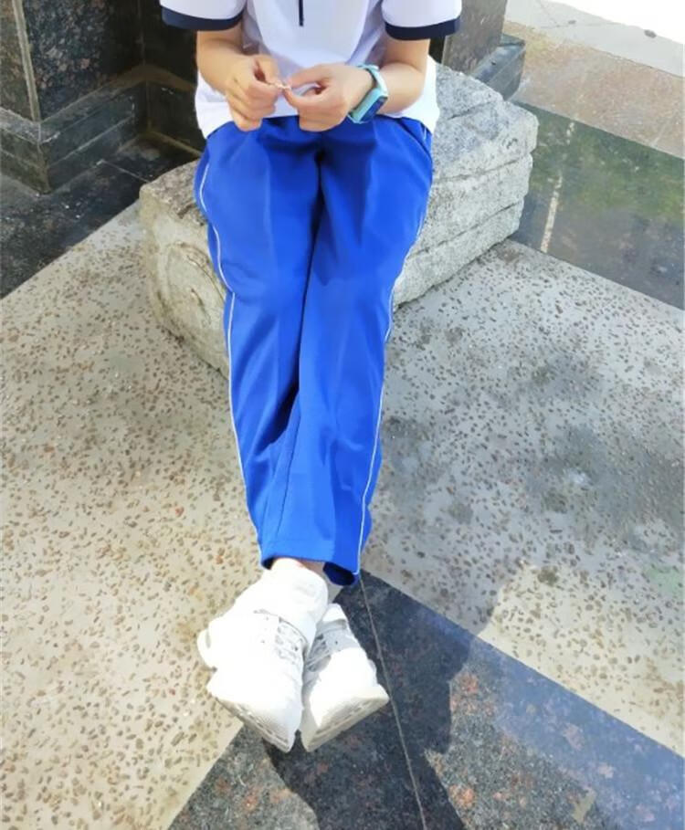 一条杠蓝色校服裤子宝蓝色白条纹运动学生裤小学初中高中学生校裤蓝色