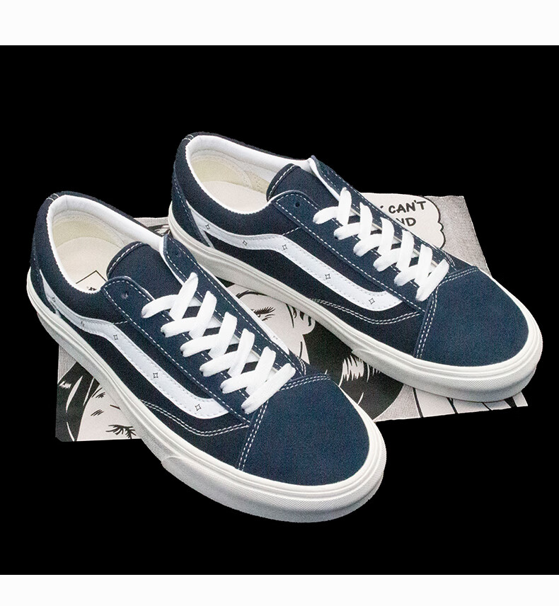 权志龙同款藏蓝色帆布鞋万斯男鞋style36夏季情侣板鞋女履翔权志龙