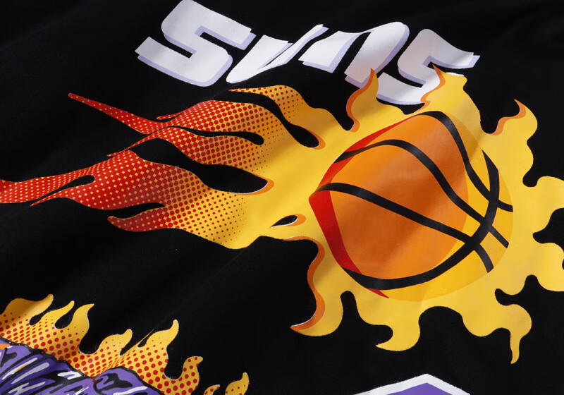 元族比伯&suns太阳队连帽加绒卫衣运动高街篮球加绒外套 x329-黑色 s