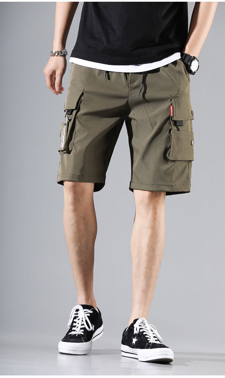 夏季工装裤男高品质短裤男工装裤黑色裤子潮流男潮潮牌中短裤dd03军绿