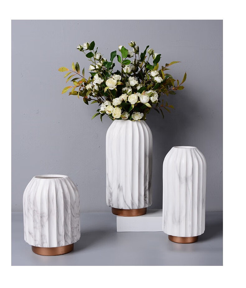 景德镇陶瓷花瓶北欧风格轻奢工艺品家居客厅摆设插花花器装饰摆件小号