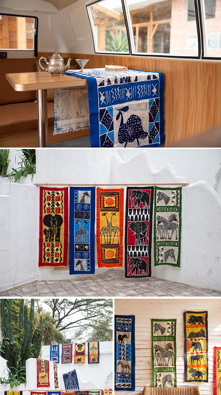 凤凰艺术挂毯barkcloth野性非洲传统部落蜡染手织树皮挂布长条桌旗挂