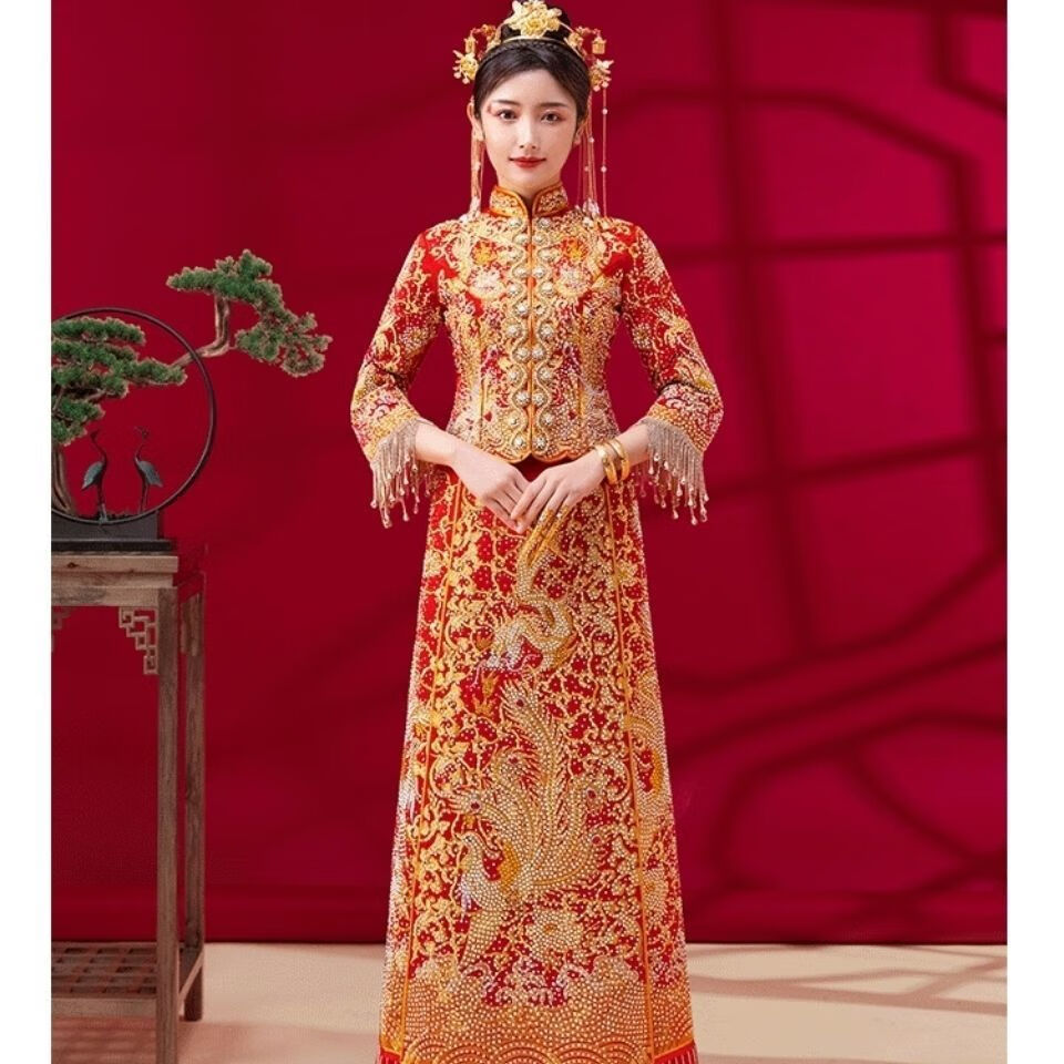 kouyang)结婚秀禾服新娘新款龙凤褂中式礼服古装嫁衣敬酒服显瘦裙褂女