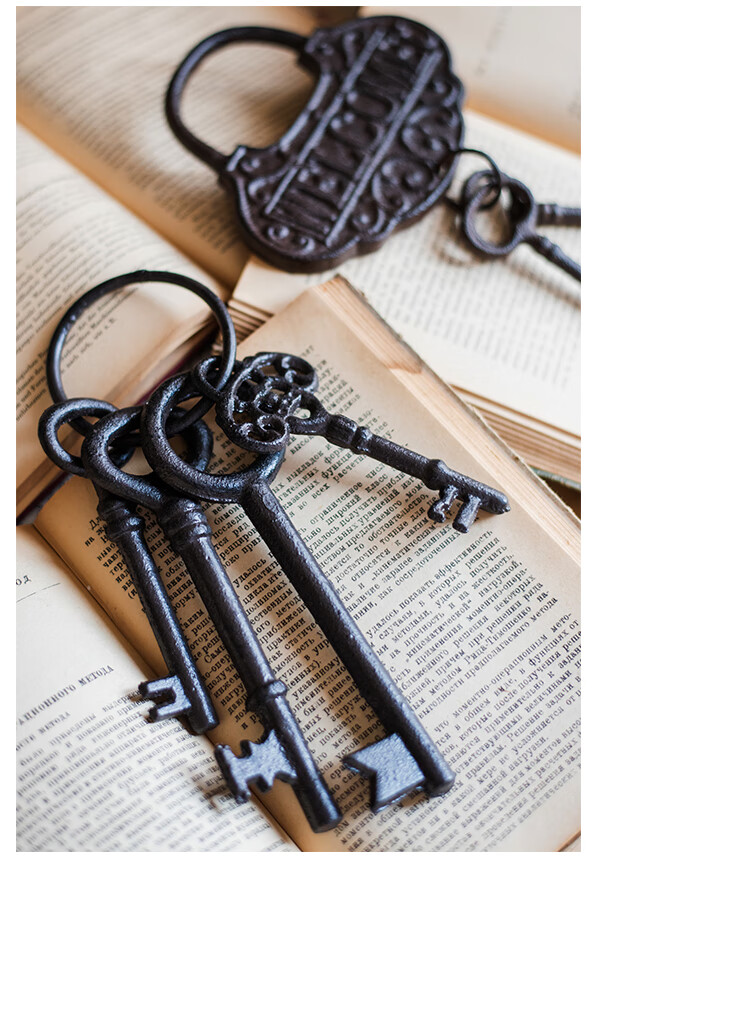 掬涵铸铁钥匙串装饰摆件墙面挂饰件复古欧式杂货花园庭院别墅户外铸铁