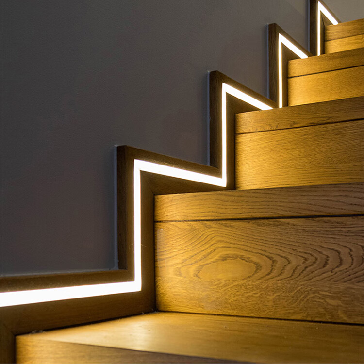 楼梯踏步扶手踢脚线灯带条智能人体感应流水跑马追光嵌入式线条灯追光