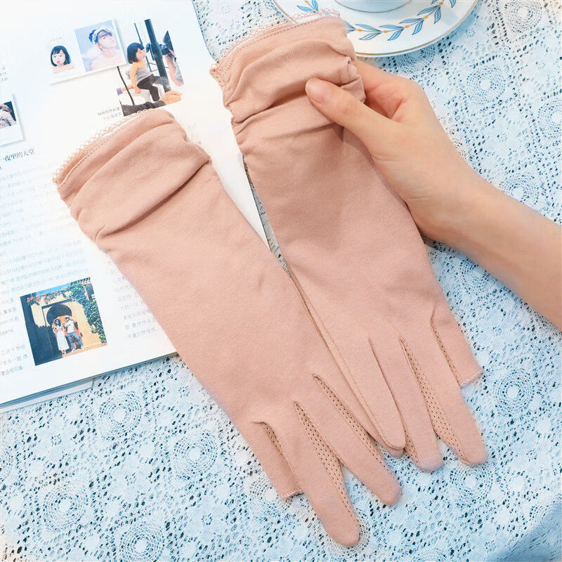 夏天防晒手套长防晒手套女款夏季防薄款漏二指露指两指开车骑行防滑棉