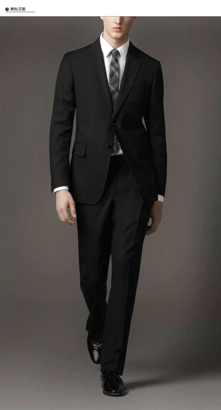 啄木鸟春秋冬季西服套装男士双开叉修身韩版西装新郎伴郎结婚礼服开双