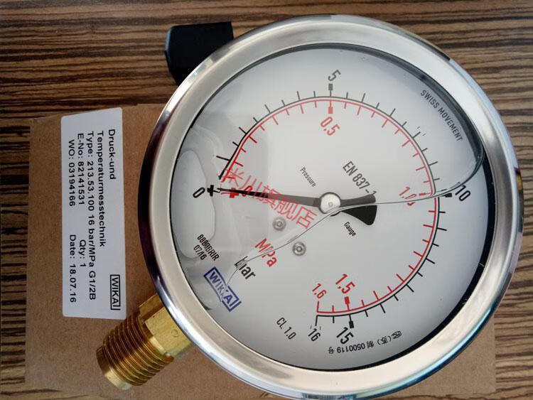 威卡wika压力表en837-1耐震不锈钢压力表负压表真空表 0-1.6bar 0~0.