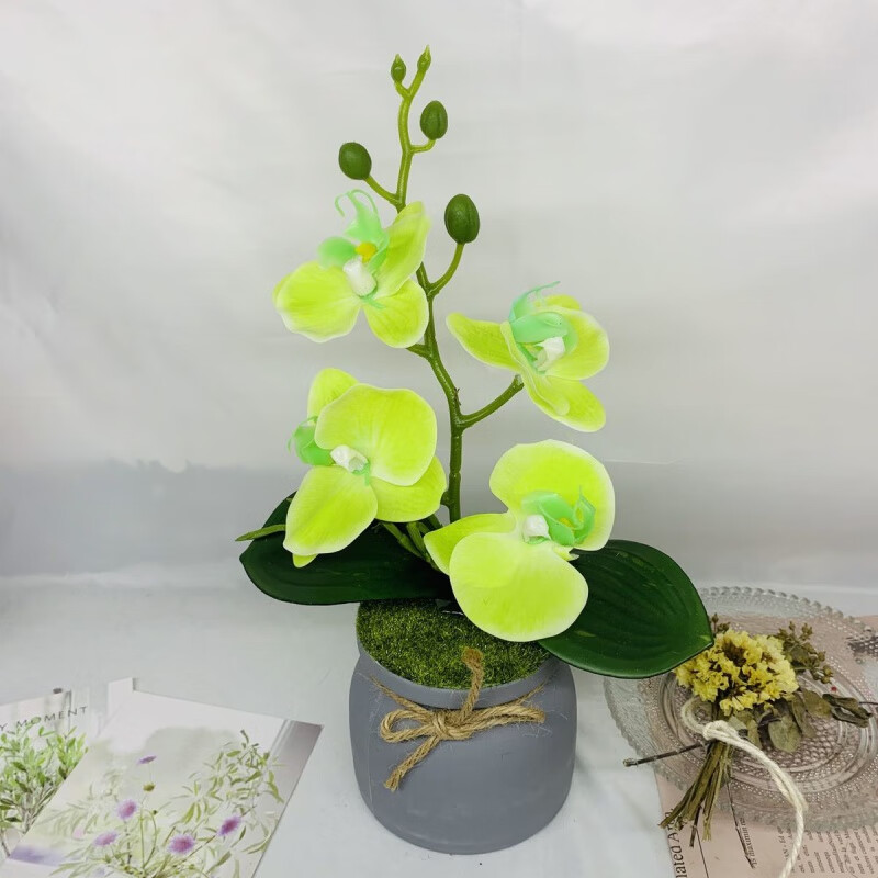 若影手感pu仿真花蝴蝶兰套装饰花艺摆件客厅假花餐桌绢花卧室内盆栽