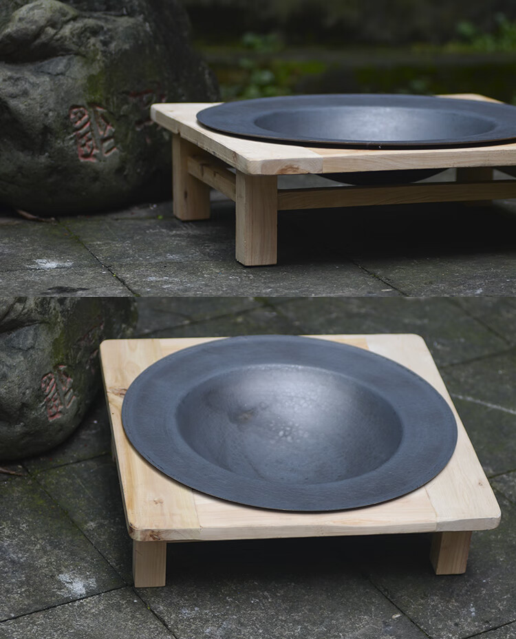 实木老式烤火盆铸铁炭火盆冬季取暖烤火炉室内家用炭盆烧烤架碳盆 双