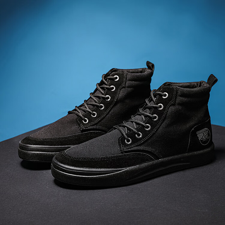 fy飞跃帆布鞋男鞋高帮男士秋季鞋子男款板鞋百搭黑色时尚休闲板鞋子