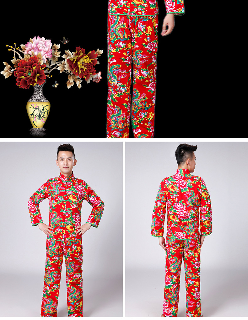 哲别东北花衣服个性搞笑网红抖音东北大花布衣服套大人二人转演出服花