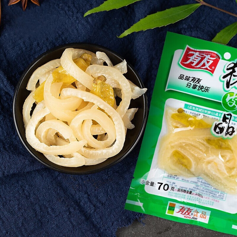 有友泡椒猪皮晶70g8袋酸辣爽口q弹山椒猪皮即食猪肉类零食小吃山椒味