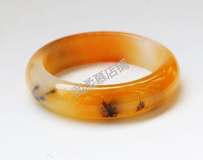 黄龙玉手镯 云南黄龙玉水草手镯 黄龙玉鸡油黄草花手镯女款玉镯子