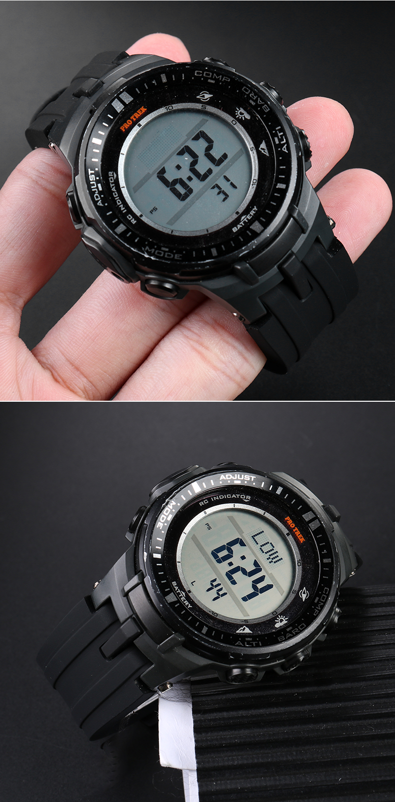 适用casio卡西欧prw3000310060006100y系列改装防水硅胶手表带241黑色