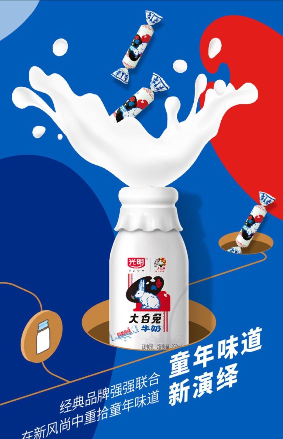 大白兔奶糖风味牛奶 早餐营养网红学生牛奶250ml*6 大白兔6瓶分享装