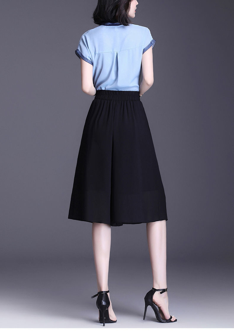 夏季新款薄款裙裤女五分裤宽松裙裤女夏季薄款雪纺阔腿裤2022年新款