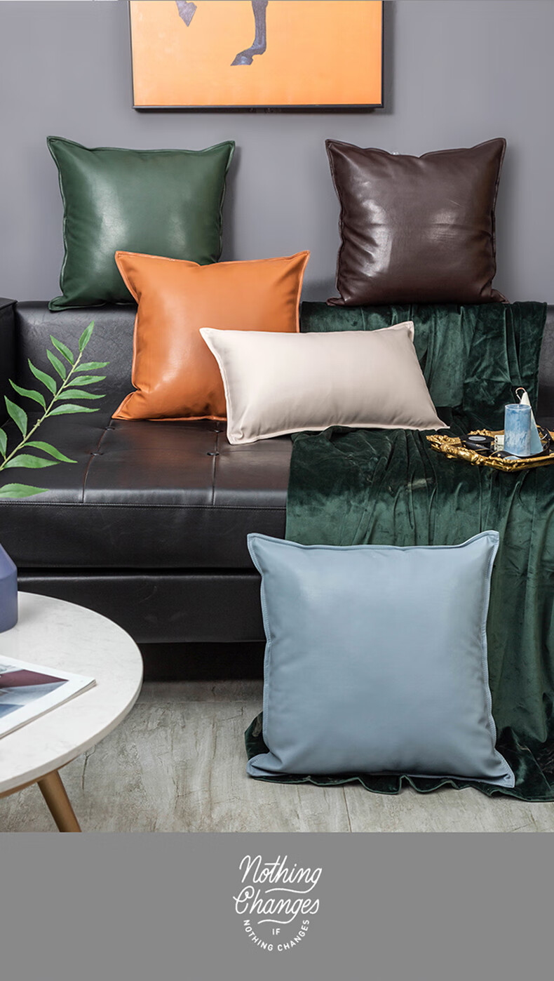 芝华士抱枕高档轻奢客厅沙发枕芝华仕皮质绵羊皮靠垫皮皮靠垫仿皮靠枕