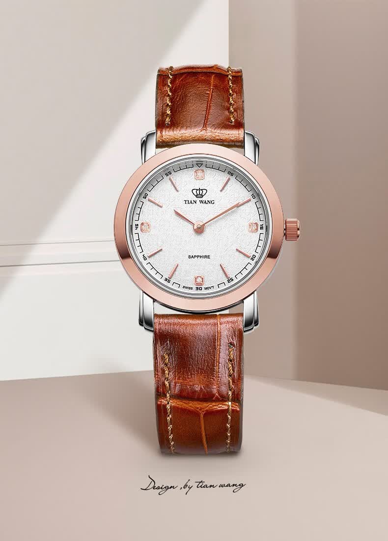 商场同款天王表tianwang品牌补贴限时特价18k金品牌皮带手表男钢带女