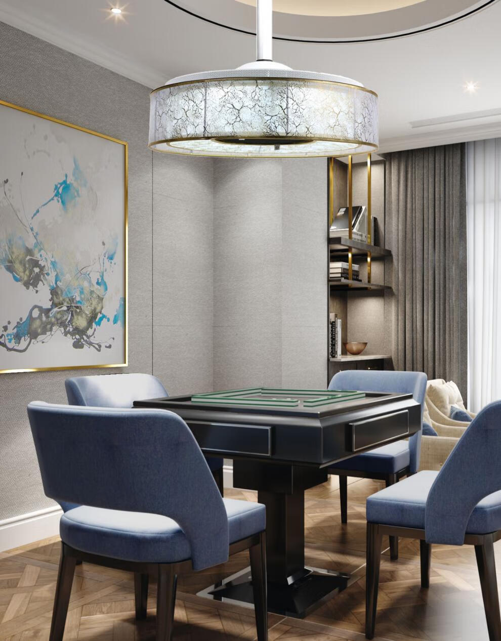 麻将灯 中式棋牌室吸烟灯麻将机吊灯空气净化器升降麻将桌馆专用抽